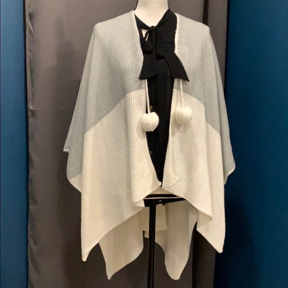 Lauren Conrad Colorblock Pom Pom Shawl